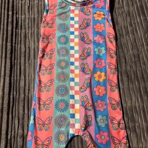 Girls' Colorful Butterfly & Floral Romper